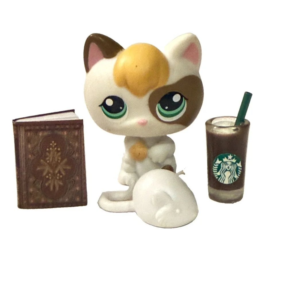 Littlest Pet Shop LPS #1461 Calico Kitten Cat Blue Eyes Hasbro Accessories Gen 2